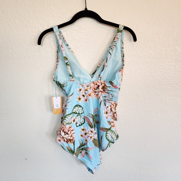 Kona Sol Women's Wrap-Front One Piece Floral Tropical Swimsuit - Picture 6 of 9